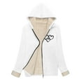 thumbnail image 4 of XPMWRP Women's Oversized Zip Quilted Solid Color Casual Hooded Fleece Jacket Unisex Fall Winter Warm Plush Lined Sherpa Long Sleeve Coat White XXL, 4 of 7