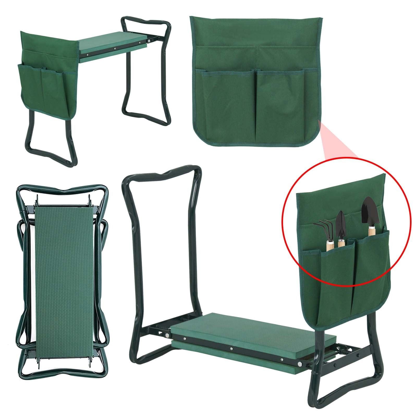 Folding Garden Kneeler Seat Bonus Tool Pouch Portable Stool Pad Chair Multi-Bags 