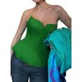 thumbnail image 3 of VISgogo, camisetas de tubo de verano para mujer, chaleco de corsé Irregular sin mangas con cuello en V y envoltura de Color sólido VISgogo moda, 3 of 9