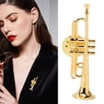 thumbnail image 3 of YSTINNG Gold Miniature Trumpet Shaped Lapel Brooch Pin Brass Exquisite Mini Musical Instrument Brooch with Storage Box C311-540, 3 of 7