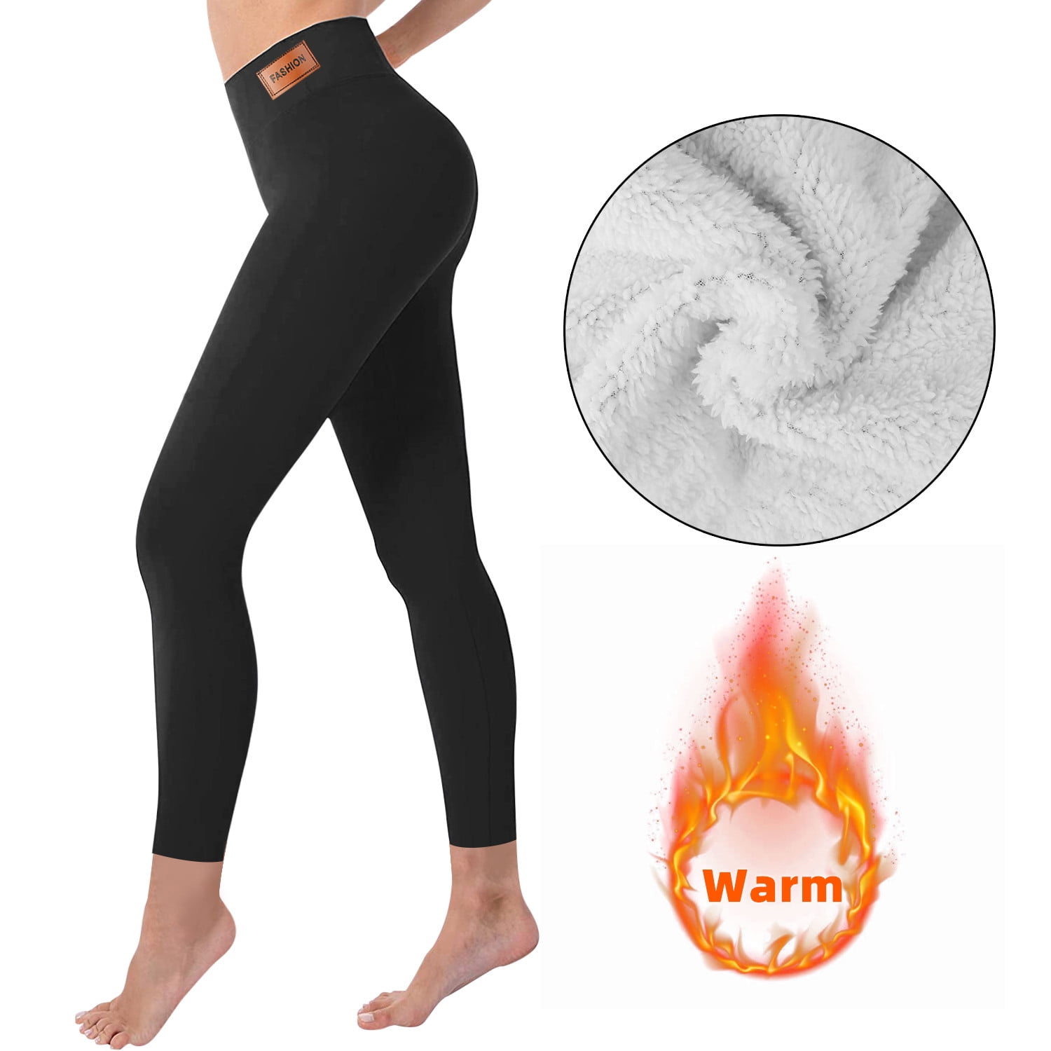 Htwon Winter Leggings for Women Fleece Lined Leggings Thermal Warm Pants(Black,  XL) 