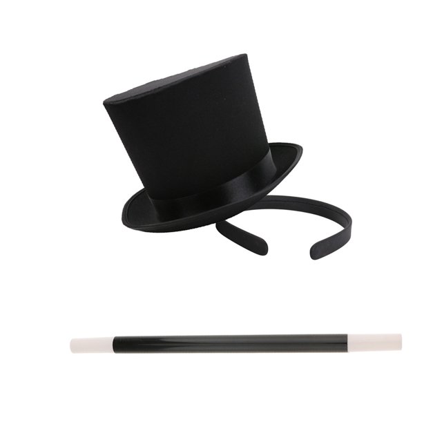 Sombrero de Color Negro Cinta de Cabeza + Varita Mago Disfraz Baile de Disfraces Sunnimix Mini diadema con sombrero de copa