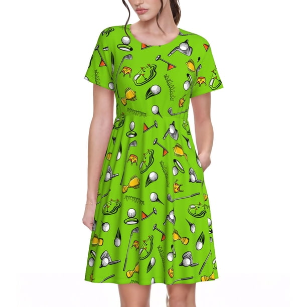 Disketp Golf Sport Club para Vestido de Manga Corta para Mujeres, Vestidos de Verano para Mujeres, Casual y Holgado para la Playa