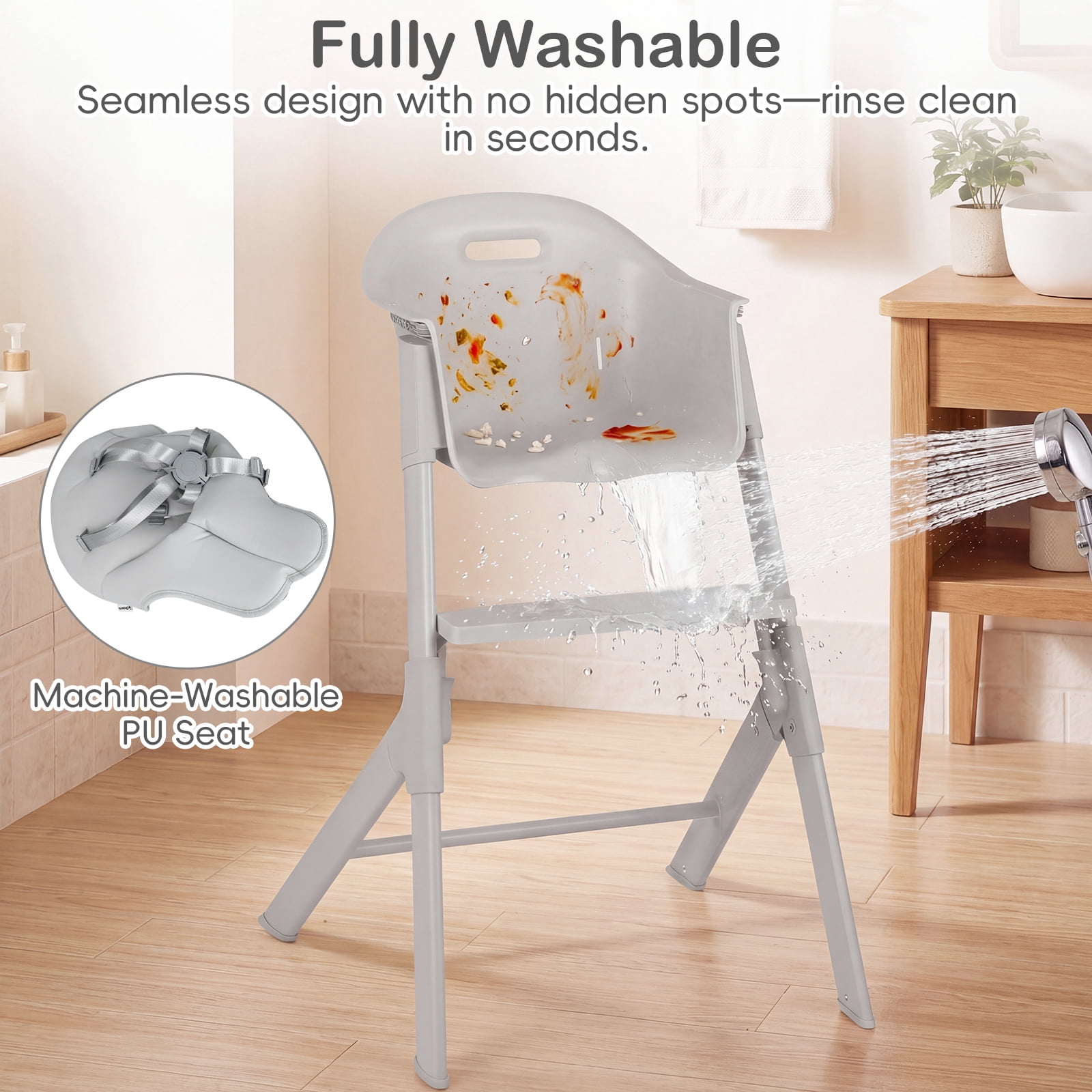 INFANS Baby High Chair, Full-Body Washable High Chairs for Babies and Toddlers Easy to Clean with Tray, 5-Point Harness, Light-Wight Design for Toddlers 6-36 Months