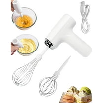 Mini Cordless Electric Egg Beater - 3-Speed Handheld Mixer with 2 Detachable Stainless Steel Whisks, Portable Wireless Kitchen Whisk for Home Baking, (White)(XX)