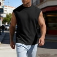 thumbnail image 6 of Men's Sleeveless Tank Top Cotton Blend Summer Vest Casual Solid Muscle Fit Breathable Quick Dry Gym Workout Streetwear Beach | Zenithor,Black XL, 6 of 9