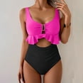 thumbnail image 5 of Dresfit Women's Sporty Three Piece Bikini Set - Matching Top, Bottom & Rash Guard Hot Pink L, 5 of 5