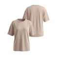 thumbnail image 5 of Short Sleeve T Shirts Womens Oversized Summer Crewneck Solid Color Tees Casual Basic Tops Beige 2XL, 5 of 7