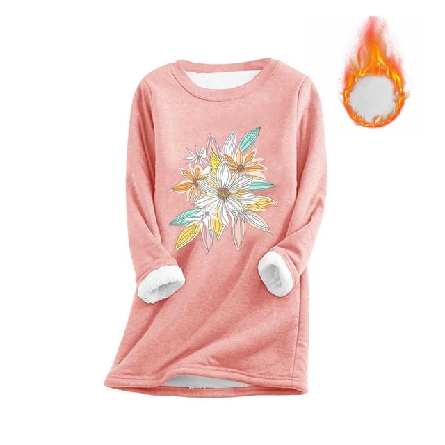 Ailaofu Womens Long Sleeve O Neck Sweatshirt Casual Warm Winter Pullover Sweatshirt Loose Fit Tops