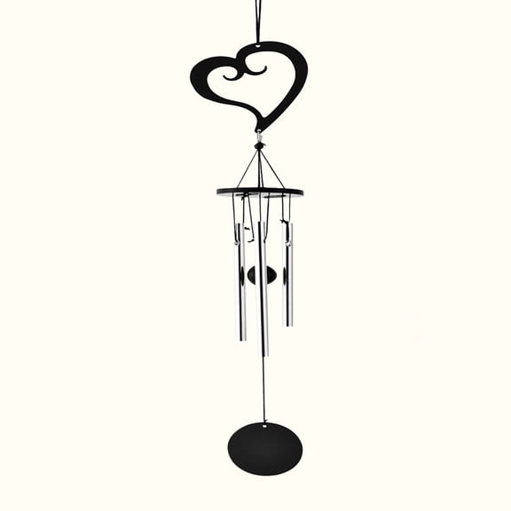 WHAMVOX Black Metal Heart Shape Wind Chimes Multi-Tube Music for Decor