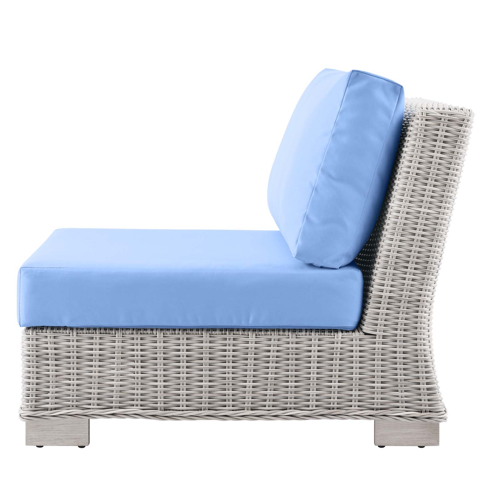 Lounge Sectional Sofa Chair Set, Rattan, Wicker, Light Grey Gray Light Blue, Modern Contemporary Urban Design, Outdoor Patio Balcony Cafe Bistro Garden Furniture Hotel Hospitality - image 4 of 10