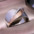 thumbnail image 2 of Rose Gold Bow and Cross Ring for Women Two Tone Alloy Jewelry with Gemstones Gifts for Precious Occasions Wear, 2 of 4