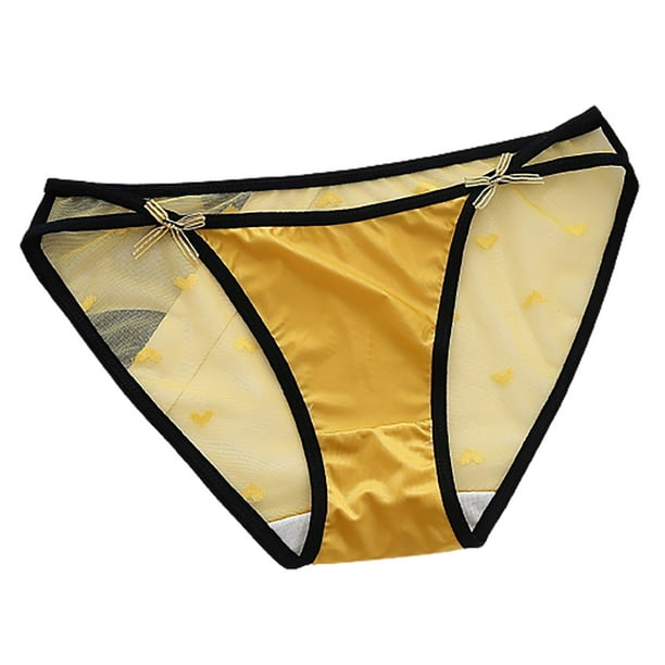 nsendm Female Underpants Adult Womens Cotton Bikini Underwear Custom Letter  Logo Low Waist Striped Tangas No Show Bra and Underwear Set plus Size(Yellow,  L) 