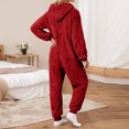 thumbnail image 5 of AUNVITO Women's Fleece Hooded Front Zipper Long Sleeve Jumpsuit Cozy and Comfortable Loungewear Style, 5 of 6