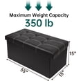 thumbnail image 3 of 30 Inches Folding Storage Ottoman Bench, Faux Leather Footrest Ottoman, Storage Trunk Footrest for Bedroom, Living Room and Hallway, Support 350lbs, Black White line, 3 of 14