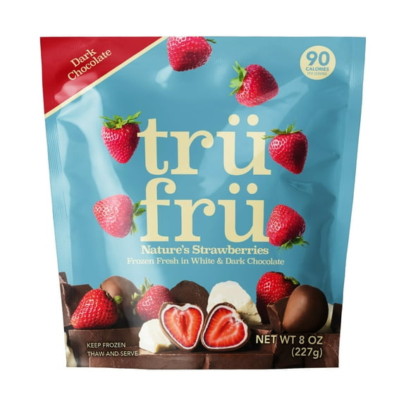 Tru Fru Frozen Strawberries in Dark & White Chocolate, 8oz
