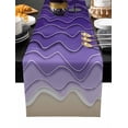 thumbnail image 2 of Purple Ocean Waves Cotton Linen Table Extra Long Runner 13 x 120 inch Beach Ocean Ombre Stripes Art Non-slip Rectangular Dining Table Decor for Wedding Party Holiday Dinner, 2 of 8