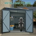 thumbnail image 2 of 6x8FT Outdoor Metal Storage Shed, Galvanized Steel Garden Shed with Lockable Doors & Free Light Panel, Carbon Black, 2 of 8