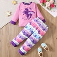 thumbnail image 2 of Wonitaaizi Toddler Girls Kids Pajamas Unicorn Pjs Long Sleeve Clothes Set 2pc (5-6 Years,Purple), 2 of 6