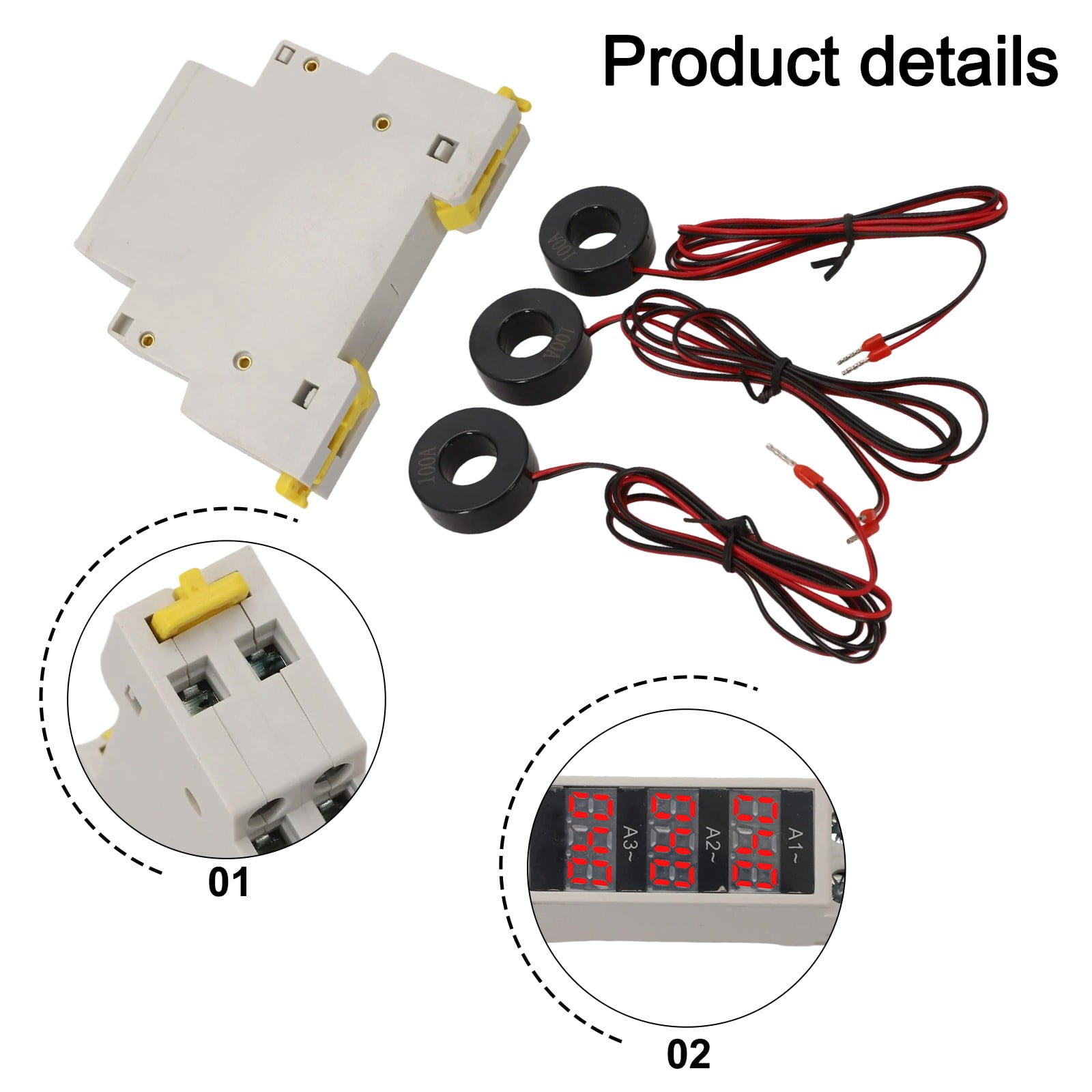 RANMEI Led Mini Din Rail Digital Display Three-Phase Ammeter Single-Phase Voltag Current Herz Meter Volt Amp Herz 1-100A Ac80-500