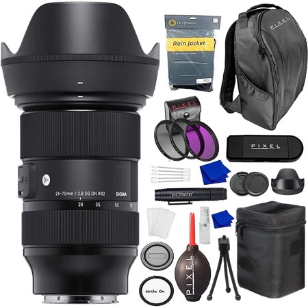 Sigma 24-70mm F2.8 DG DN Art Lens for Sony E with Rain Jacket + Back Pack Bag + Rain Jacket  Cleaning Kit + More | 3-Year Extended Warranty | 24-70mm Sony Lens  Black