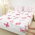 thumbnail image 3 of Manfei Kawaii Butterfly Twin Sheet Sets,Retro Rustic Flowers Twin Fitted Sheet,Pink White Flat Sheet For Girls Teens,Luxury Bedroom Decor,3pcs, 3 of 7