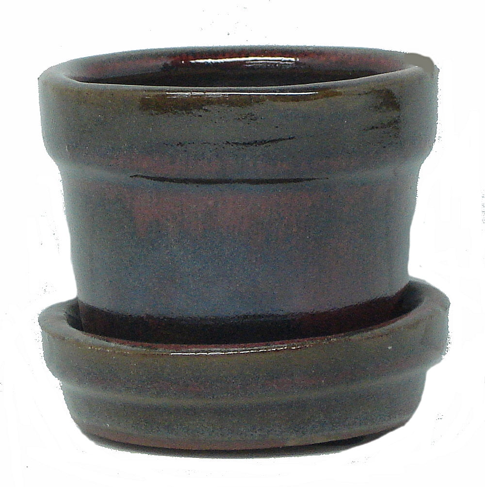 2 inch Glazed Pot w/Saucer