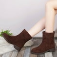 thumbnail image 2 of Chelsea Boots Women Suede Fold Over Chunky Heel Casual Winter Warm Ankle Booties Round Toe Slip on Short Boots, 2 of 5