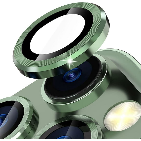 Camera Lens Protector Compatible with iPhone 13 Pro / 13 Pro Max, Premium Tempered Glass Circle Film, Aluminum Alloy Full Fit Lens Ring Cover, [Anti-Scratch] Green