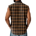 thumbnail image 4 of Domuza Sleeveless Shirts Men Henley Neck Sleeveless Button Up Athletic Sport Tank Tops Summer Relaxed Fit Plaid T-Shirt Brown M, 4 of 4