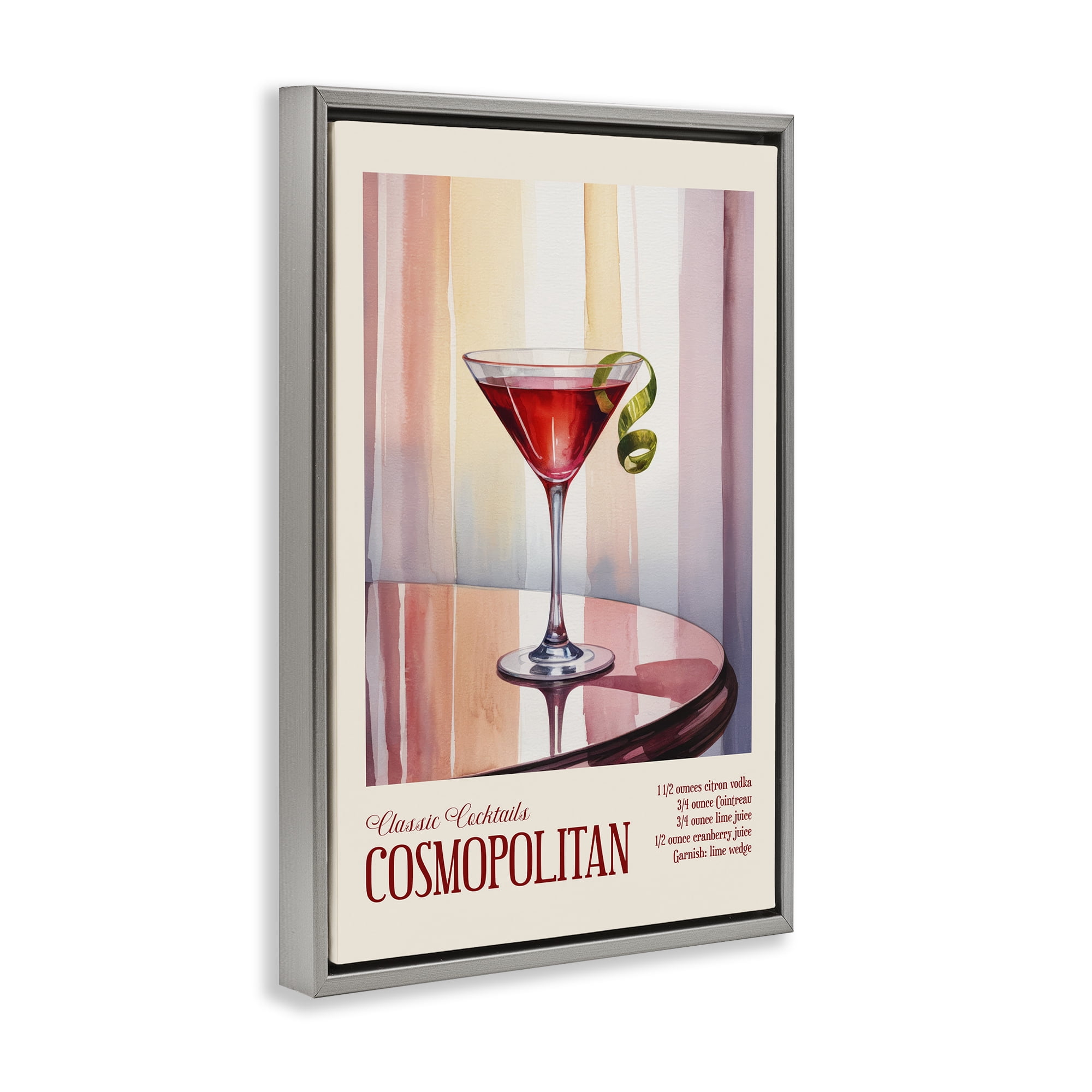 Stupell Industries Cosmopolitan on Reflective Table Gray Framed Floater Canvas Wall Art, design by Andreas Magnusson