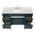 thumbnail image 5 of ARIEL Hamlet 60" Midnight Blue Bathroom Vanity, 1.5" Edge Carrara Quartz Countertop, Single Oval Sink, 2 Soft Closing Doors, 4 Full Extension Dovetail Drawers, Toe Kick, Satin Brass, 5 of 9
