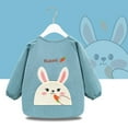 thumbnail image 2 of Wyobmus Mess Proof Baby Bib for 1-9Y Long Sleeve Bib Outfit Kids Rabbit Pattern Apron Dirt Proof Reverse Wearing Corduroy Baby Bib C-Green*, 2 of 3