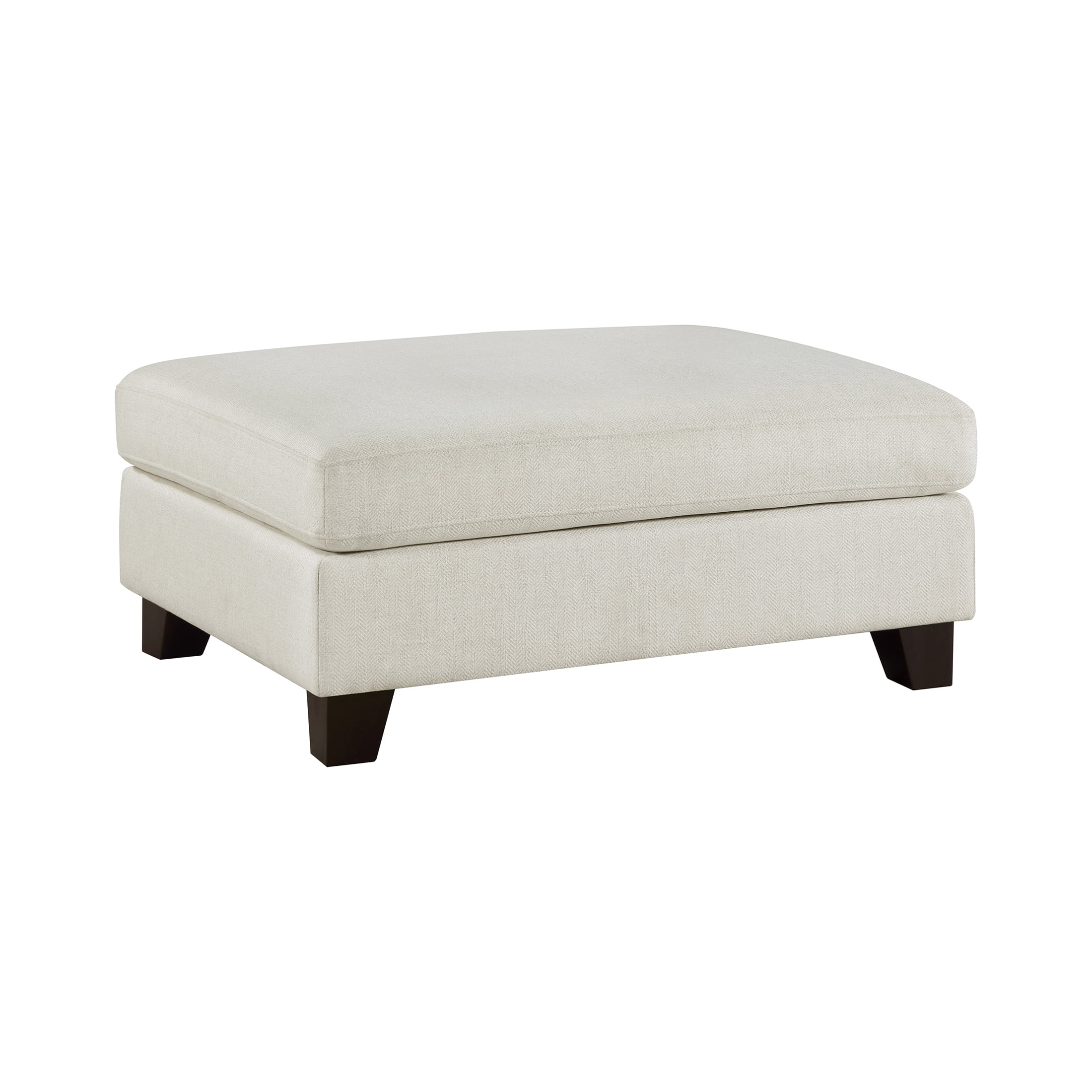 OakvillePark Caladune Textured Fabric Ottoman with Solid Wood Legs, Ivory