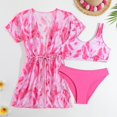 thumbnail image 2 of FFENYAN Summer Girls 3-Piece Swimsuit Set with Printed - Swim Top Swim Bottoms and Cover-Up Ages 8-12 - Perfect for Beach Days and Pool Parties, 2 of 9