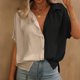 thumbnail image 5 of Fiudx Ofertas y Liquidaciones Blusa Informal de Manga Corta con Cuello Vuelto y Botones, Color Liso, Informal, a La Moda para Mujer, 5 of 7
