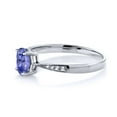 thumbnail image 4 of Gem Stone King 10K White Gold Blue Tanzanite and White Diamond Engagement Ring for Women (0.81 Cttw, Gemstone December Birthstone, Oval 7X5MM, Available in Size 5, 6, 7, 8, 9), 4 of 5