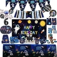 thumbnail image 2 of Vajilla desechable con temática del espacio exterior para fiesta de cumpleaños, platos, vasos, mantel, Bandera de astronauta, suministros para Baby shower, 2 of 4