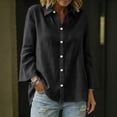 thumbnail image 5 of QSXADF Women's Button Down Shirts Cotton Linen Tops Point Collar Long Sleeve Solid Button Front Shirt For Office Casual Women's Fall Winter Tops, 5 of 6
