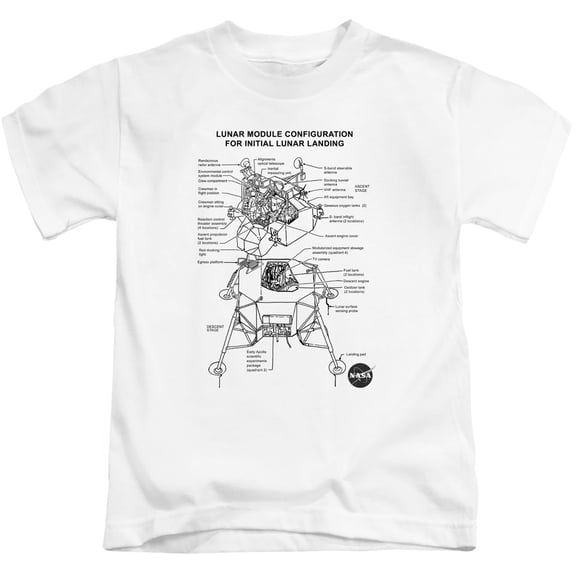Nasa Lunar Module Diagram Youth 18/1 T-Shirt White