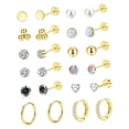 thumbnail image 4 of Juegos de aretes,Conjuntos de aretes para mujeres con múltiples perforaciones para niñas,Pendientes de aro con forma de botón,aretes con parte trasera plana,Pendientes apilados de acero Oro, 4 of 8