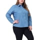 thumbnail image 4 of Camisa de mezclilla casual de manga larga con cuello de punto para mujer de tallas grandes Agnes Orinda 1X azul mezclilla, 4 of 6