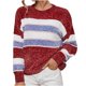 thumbnail image 1 of Suéter de manga larga a rayas con cuello redondo informal a la moda para mujer Fridja  hjk692, 1 of 9