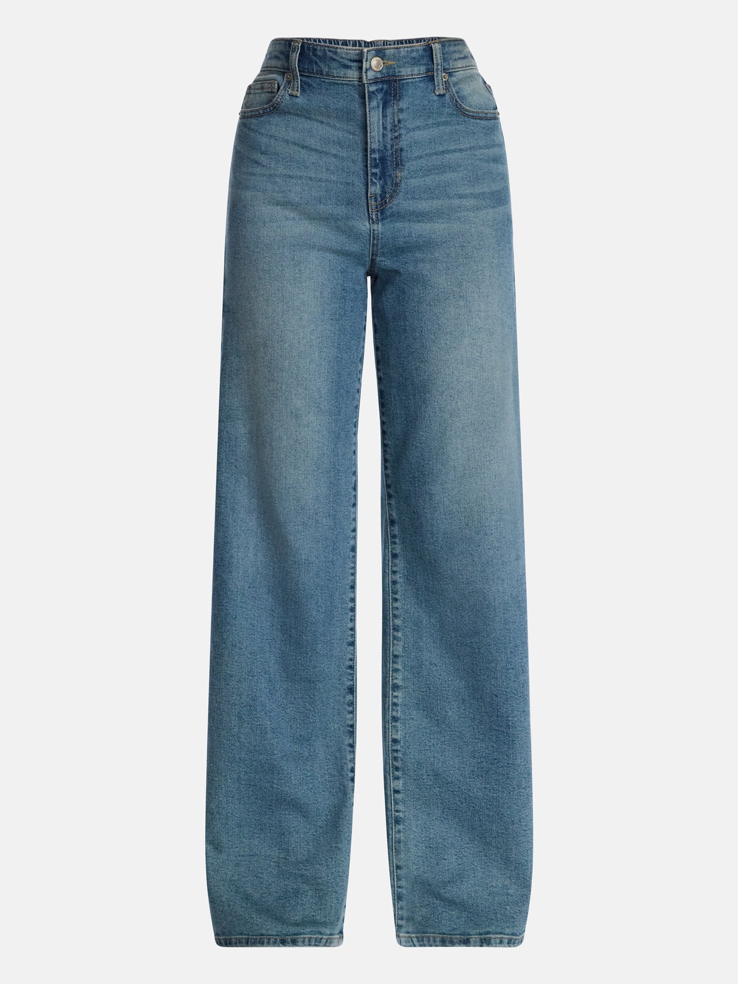 No Boundaries High Rise Baggy Wide Leg Jeans, 30" Inseam, Women's and Women's Plus Sizes XXS-4X