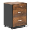 thumbnail image 1 of Soges Classeur Mobile à 3 Tiroirs, Armoire de Classement Roulante, Armoire de Bureau Moderne avec Serrure et Roulettes, Brun, 1 of 5