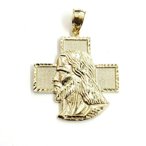 10k yellow gold Jesus face head pendant charm fine gift religious jewelry 8.4g