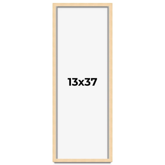 13x37 Frame Natural Wood Picture Frame | 0.75 Inch Moulding Width | with UV Acrylic Plexiglass,