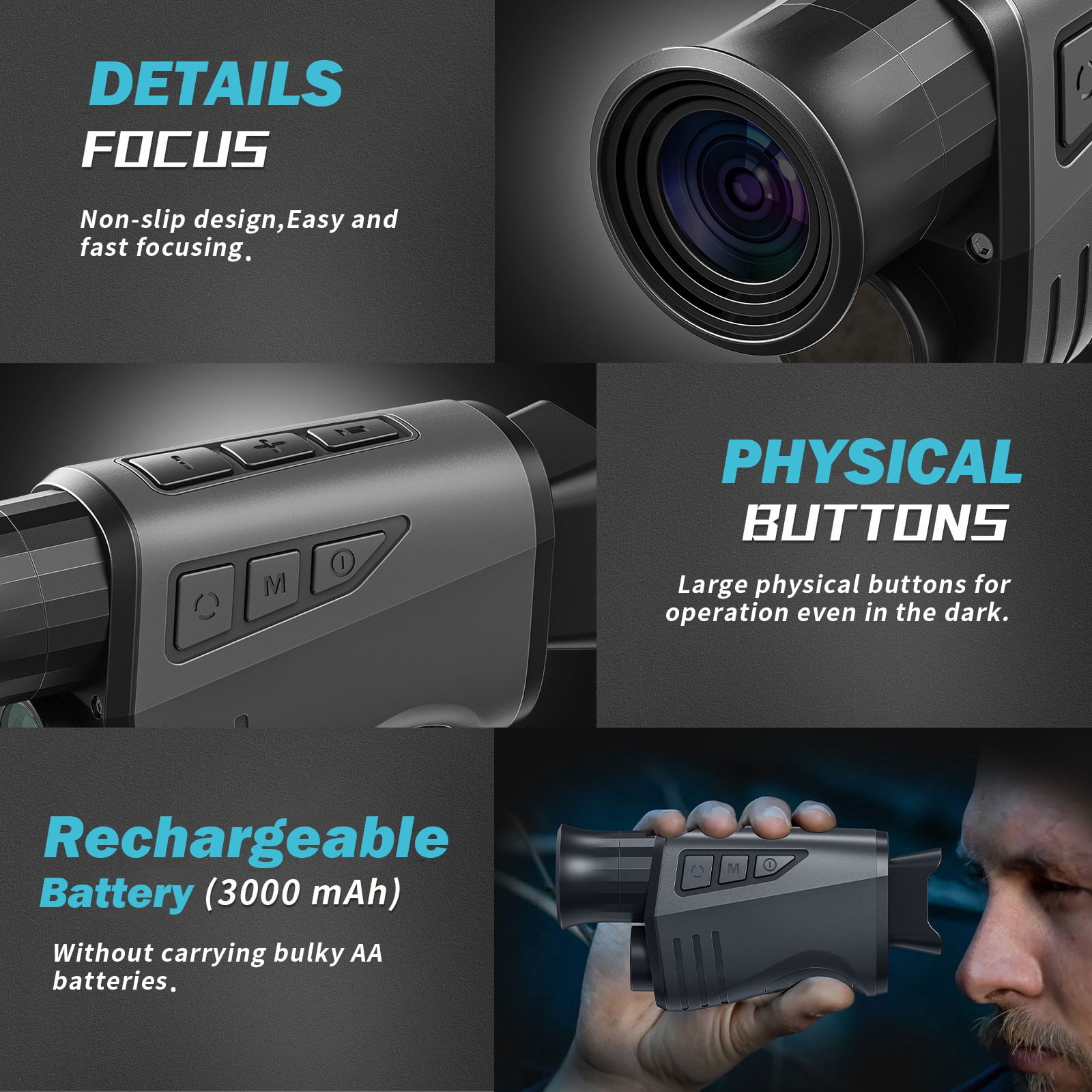 OAZOUF 16x Zoom Night Vision Monocular: Night Vision Binoculars with 7- Level IR & 32GB SD Card Included
