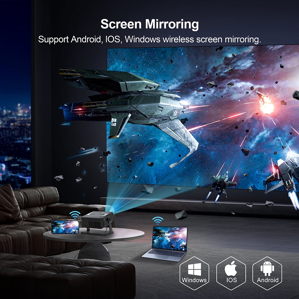 Salange Full HD Smart Projector with WiFi and Bluetooth, Native 1080P 4K Supported, Outdoor Movie Projector for Home Theater