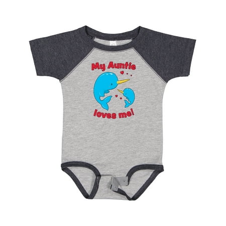 

Inktastic My Auntie Loves Me Narwhal Family Gift Baby Boy or Baby Girl Bodysuit
